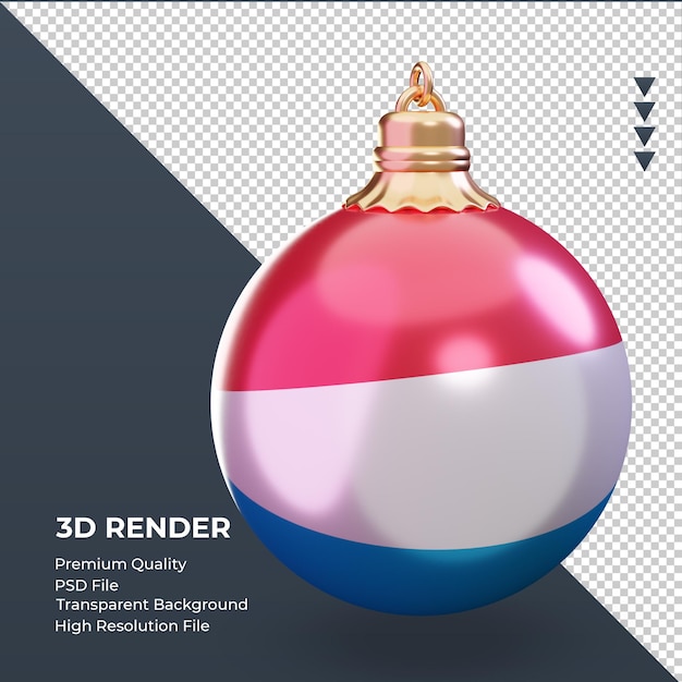 3dクリスマスボールルクセンブルクの旗レンダリング左側面図