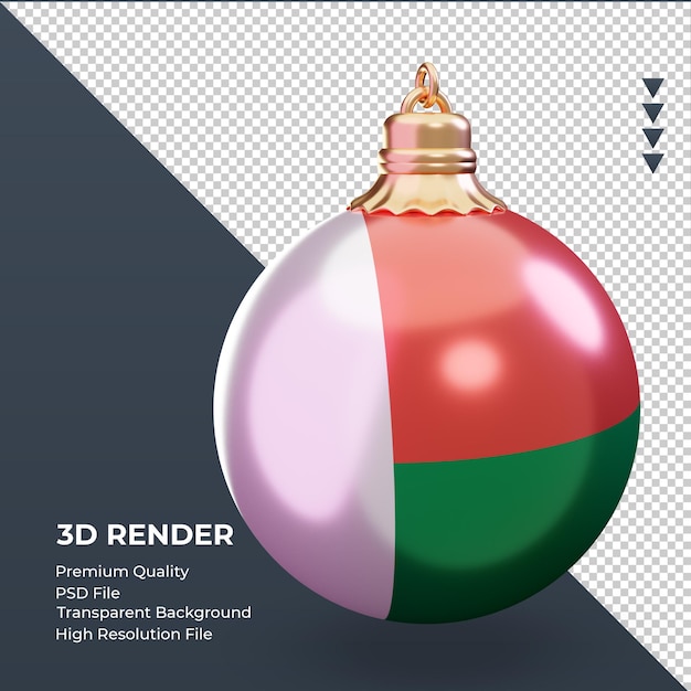 3d christmas ball madagascar flag rendering left view