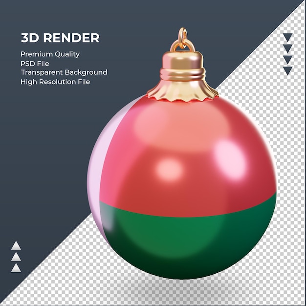 3dクリスマスボールマダガスカルの国旗レンダリング右ビュー
