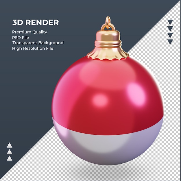 3dクリスマスボールモナコの国旗レンダリング右ビュー