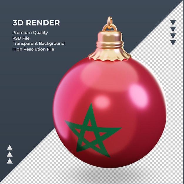 3d christmas ball morocco flag rendering right view