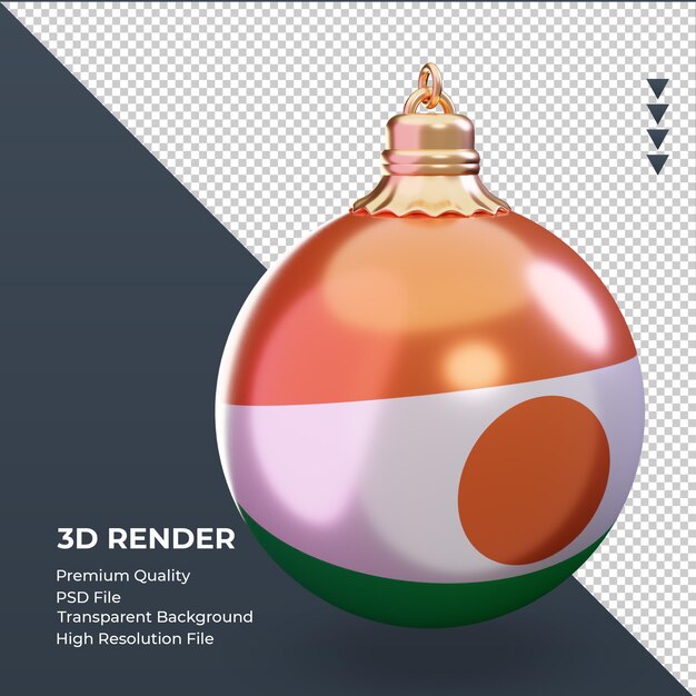 3dクリスマスボールニジェールの国旗レンダリング左側面図