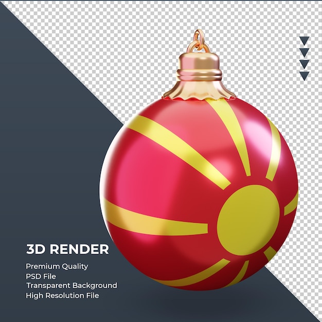 PSD 3d christmas ball north macedonia flag rendering left view