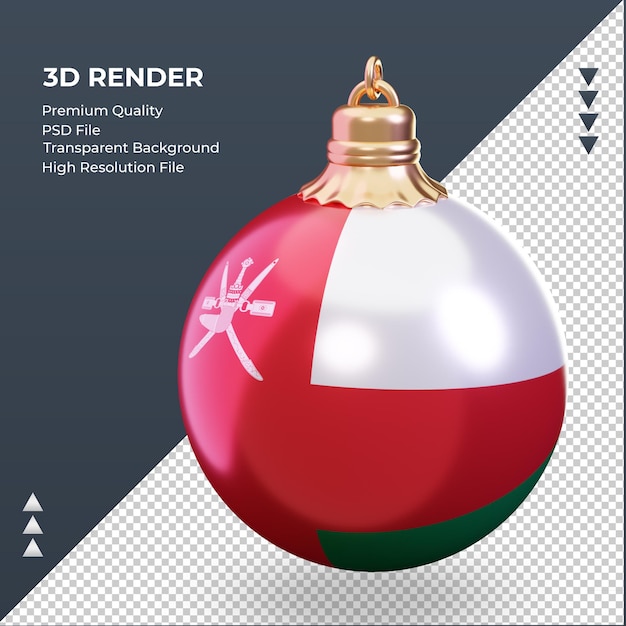 3dクリスマスボールオマーンの旗レンダリング右ビュー