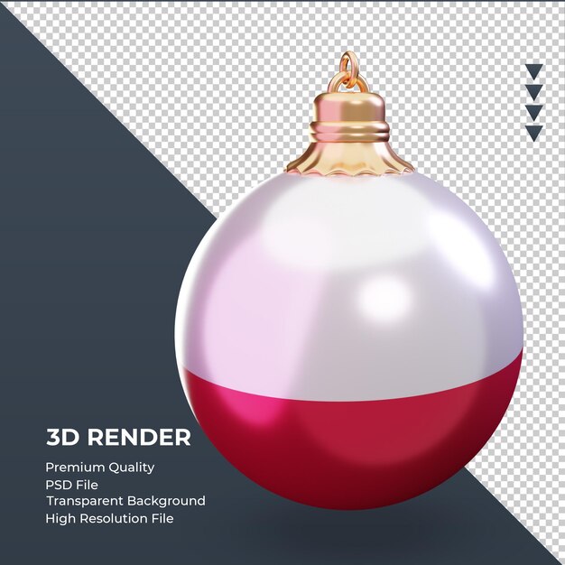 3dクリスマスボールポーランド国旗レンダリング左側面図