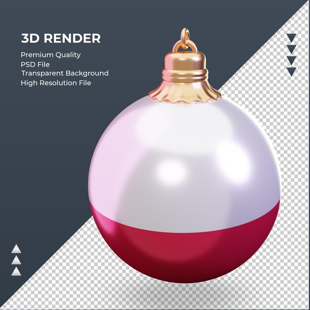 3dクリスマスボールポーランド国旗レンダリング右ビュー