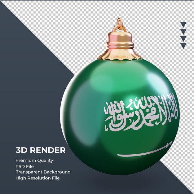 3dクリスマスボールサウジアラビア国旗レンダリング左側面図