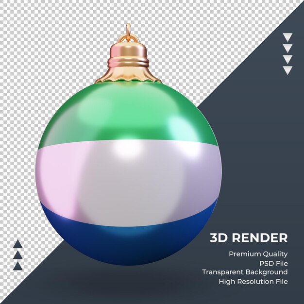 PSD 3d christmas ball sierra leone flag rendering front view