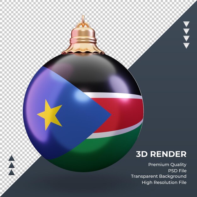 3d christmas ball south sudan flag rendering front view