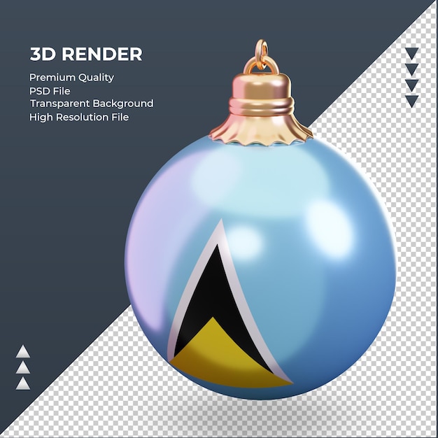3d christmas ball St Lucia flag rendering right view