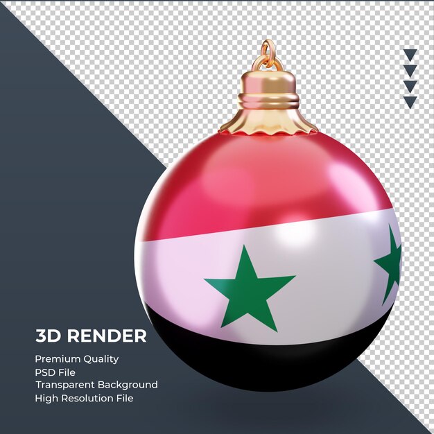 PSD 3dクリスマスボールシリア国旗レンダリング左側面図