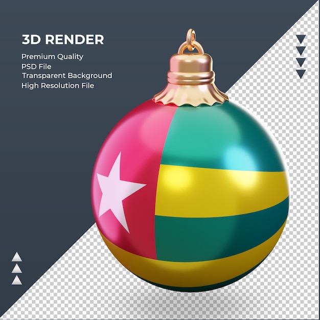 PSD 3dクリスマスボールトーゴの国旗レンダリング右ビュー