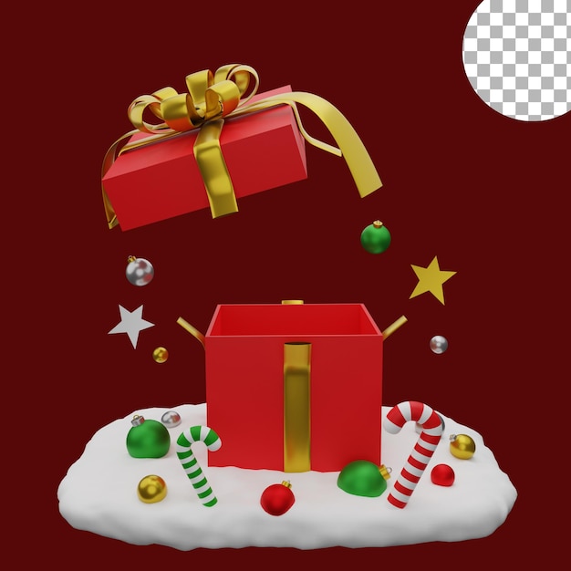 3d christmas balls snow illustration giftbox icon object assets high quality