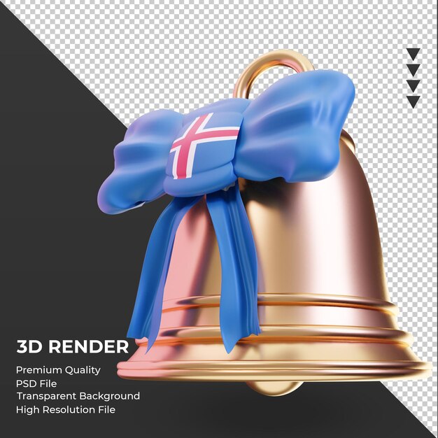 PSD 3d christmas bell iceland flag rendering right view