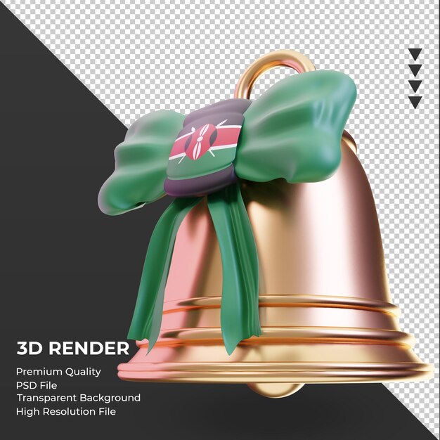 3d christmas bell kenya flag rendering right view