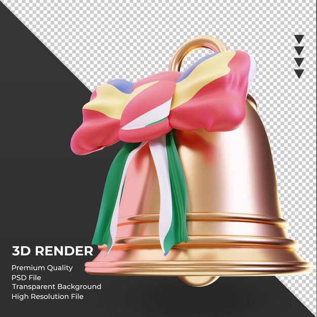 3d christmas bell seychelles flag rendering right view