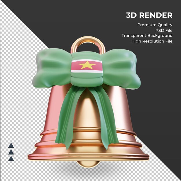 3d christmas bell suriname flag rendering front view