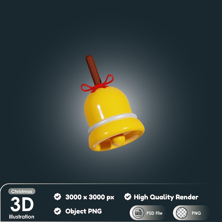 PSD 3d рождественский колокольчик