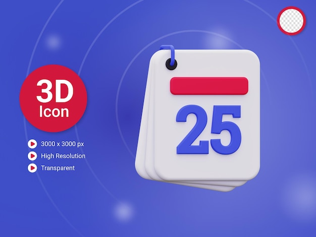 Icona del calendario di natale 3d