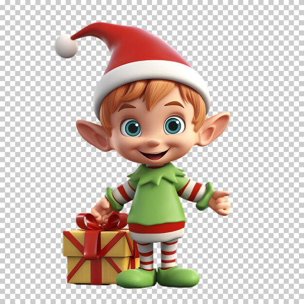 3d christmas character isolated on transparent background