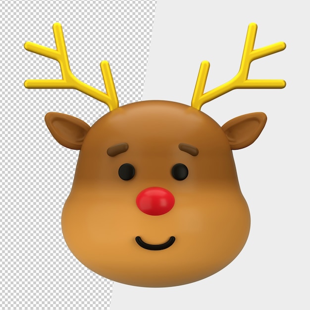 PSD 3d christmas deer with transparent background