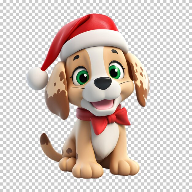 PSD 透明な背景に隔離された3dクリスマス犬のキャラクター
