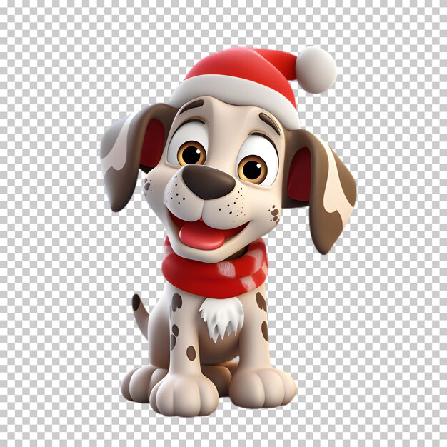 3d christmas dog character isolated on transparent background