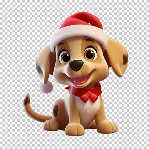 PSD 3d christmas dog character isolated on transparent background