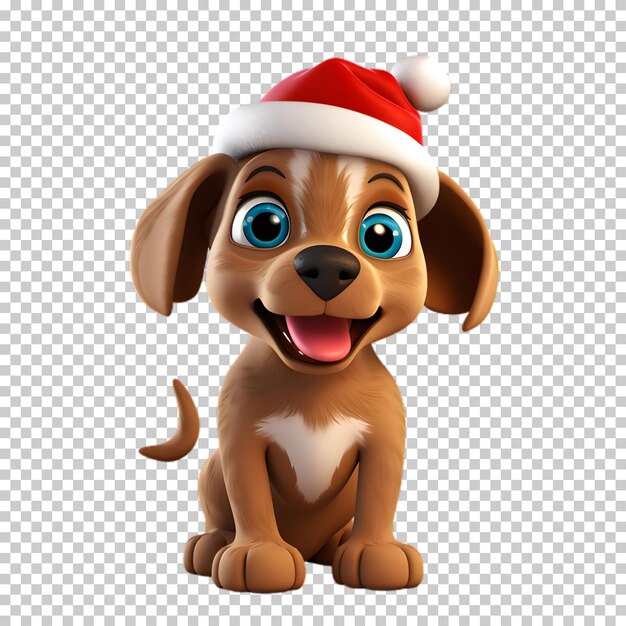 Personaggio di cane di natale 3d isolato su sfondo trasparente