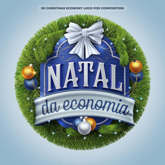Logo 3d dell'economia di natale per la composizione