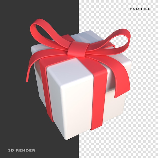 3D Christmas Gift Box Rendered on transparent background