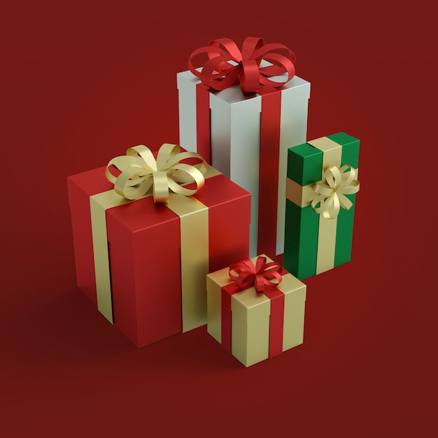 PSD 3d christmas gift boxes