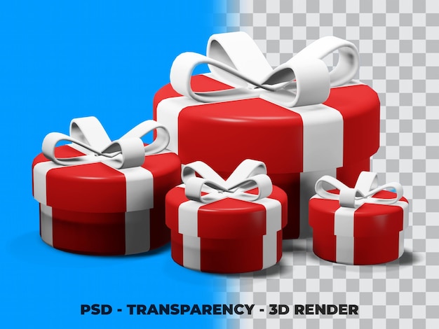 3d christmas gift with transparency background