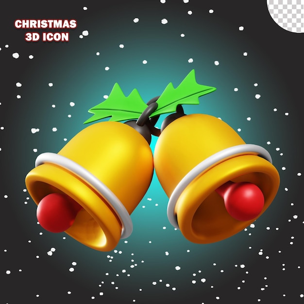 PSD 3d christmas icon bells background transparent pn