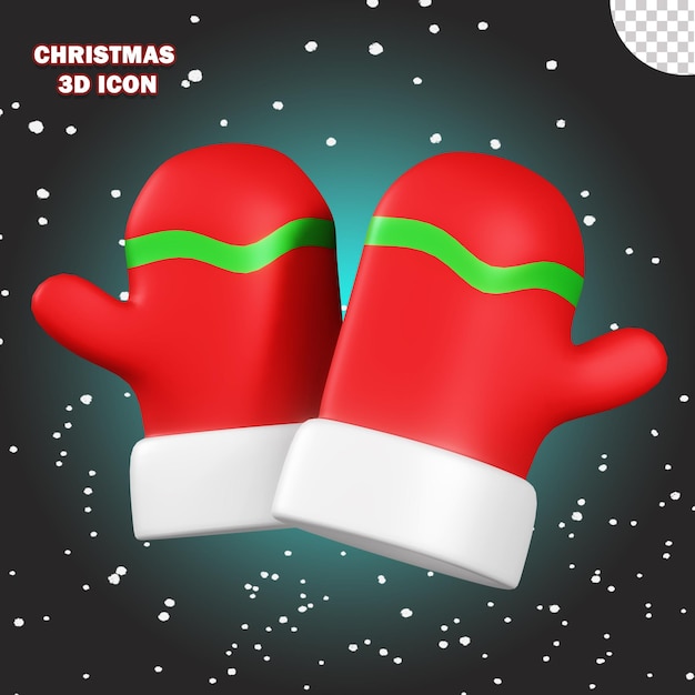 3dクリスマスアイコン手袋背景透明png