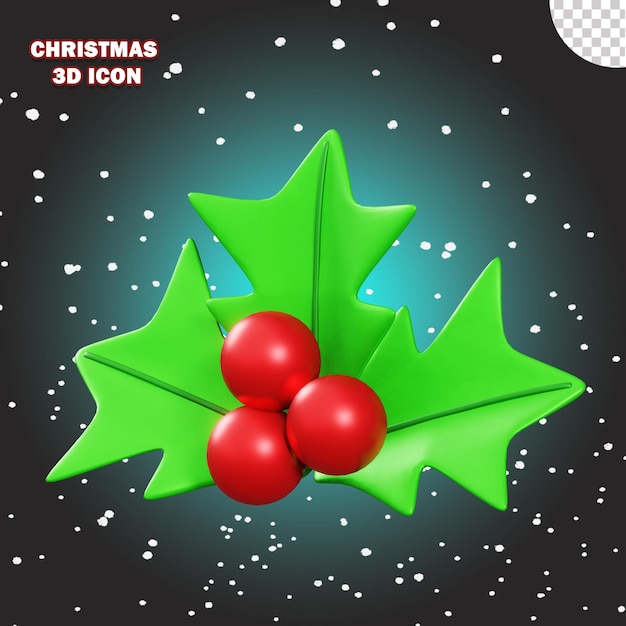 3dクリスマスアイコンヤドリギ背景透明png