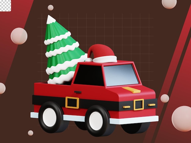 PSD pacchetto dell'icona di natale 3d automobile della santa