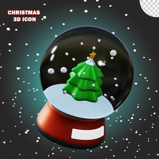 PSD 3d christmas icon snow ball background transparent png