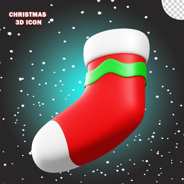 PSD 3dクリスマスアイコン靴下背景透明png