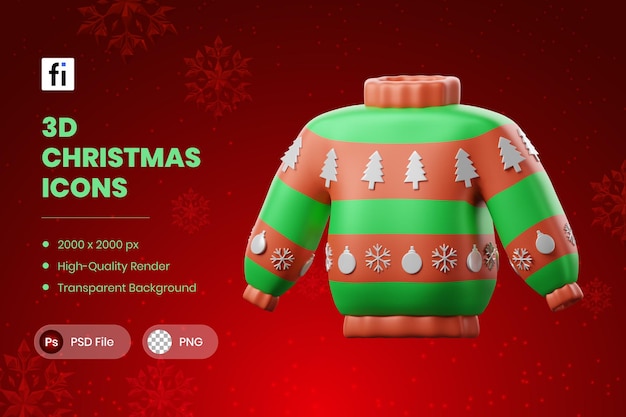 PSD 3d christmas illustration christmas sweater