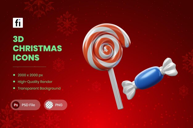 3d christmas illustration peppermint candy