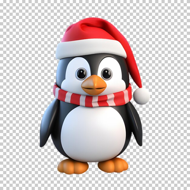 PSD personaggio di pinguino di natale 3d isolato su sfondo trasparente