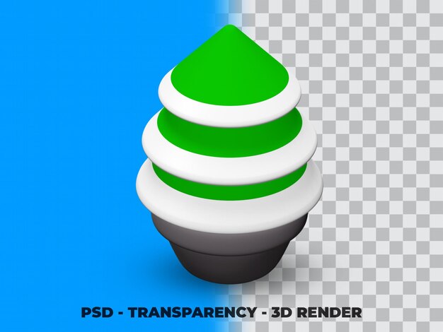 Albero di pino di natale 3d sul vaso con sfondo trasparente premium psd