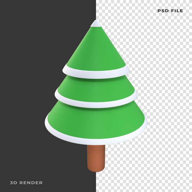 3D Christmas Pine Tree Rendered on transparent background