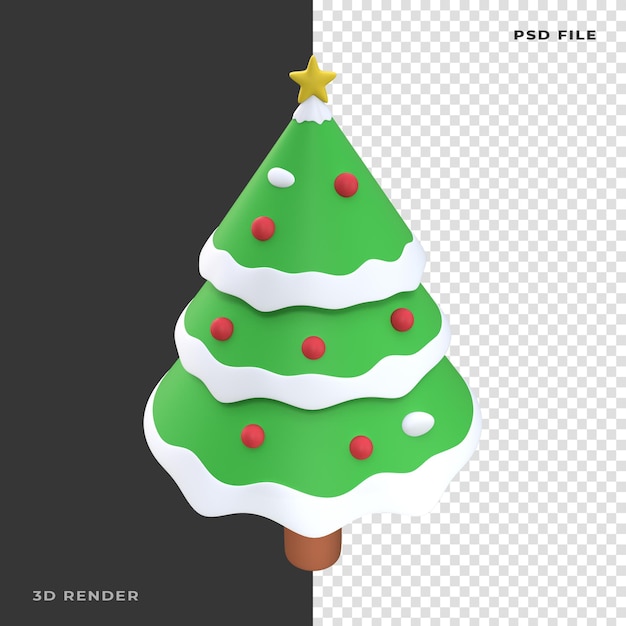 3D Christmas Pine Tree Rendered on transparent background