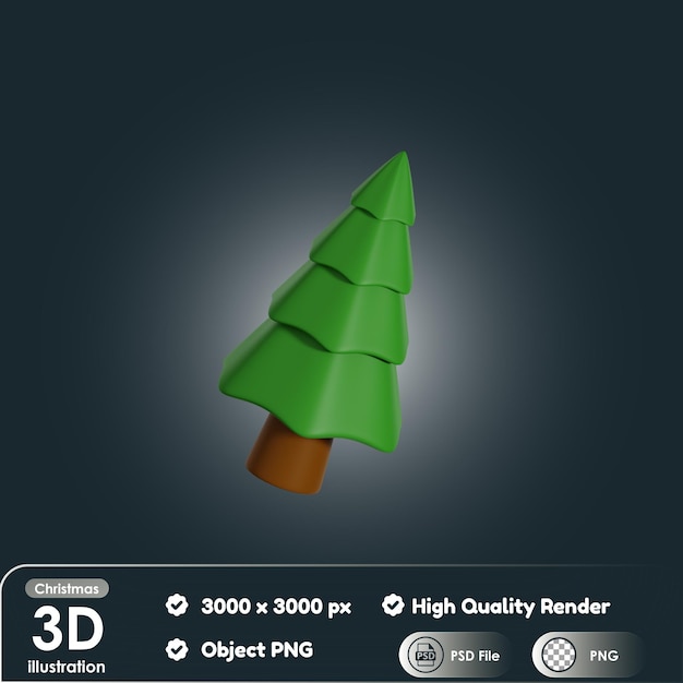 3d christmas pine tree