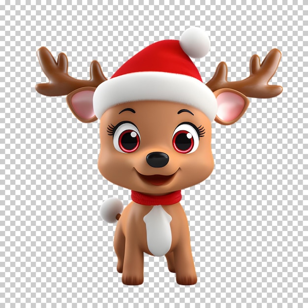 PSD 3d christmas reindeer character isolated on transparent background