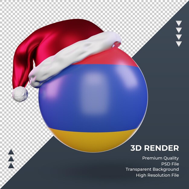 3dクリスマスサンタクロースキャップアルメニアの旗レンダリング正面図