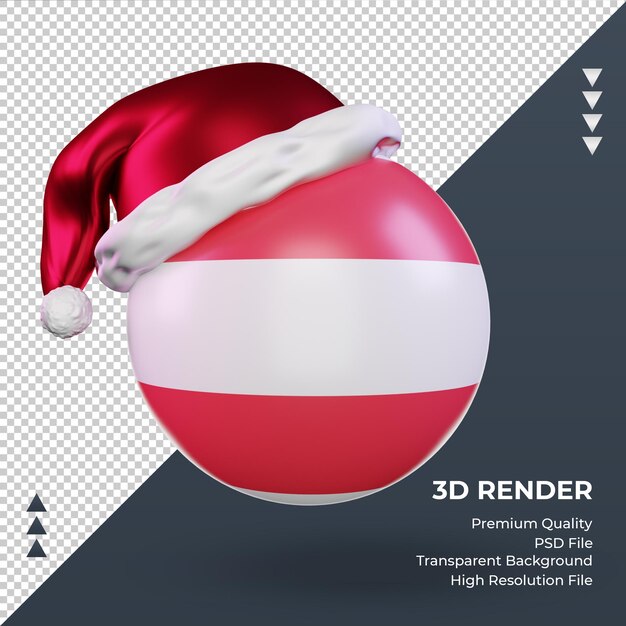 3dクリスマスサンタクロースキャップオーストリアの旗レンダリング正面図