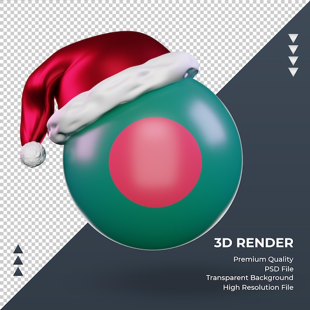 3dクリスマスサンタクロースキャップバングラデシュの旗レンダリング正面図